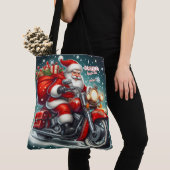 Santa auf einem Motorrad Tasche (Von Nahem)