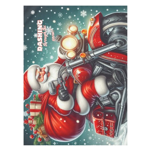 Santa auf einem Motorrad Tischdecke (Vorderseite)