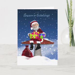 Santa auf einem Pilz, Weihnachtsfeiertag Gruß Ca Feiertagskarte