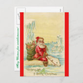 Santa auf einem Polar Feiertagspostkarte (Vorne/Hinten)