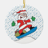 Santa auf einem Snowboard-Ornament Keramikornament (Vorne)