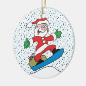 Santa auf einem Snowboard-Ornament Keramikornament (Links)