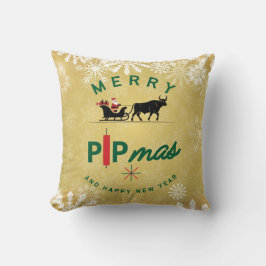 Santa auf einem Stier-Schlitten – Forex Pipmas Ges Kissen