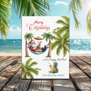Santa auf einem tropischen Insel-Weihnachten Feiertagspostkarte