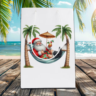 Santa auf einem tropischen Insel-Weihnachten Mittlere Geschenktüte