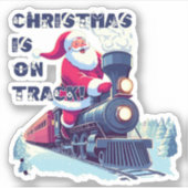 Santa auf einem Zug Aufkleber (Vorderseite)
