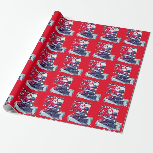 Santa auf einem Zug Geschenkpapier (Ungerollt)