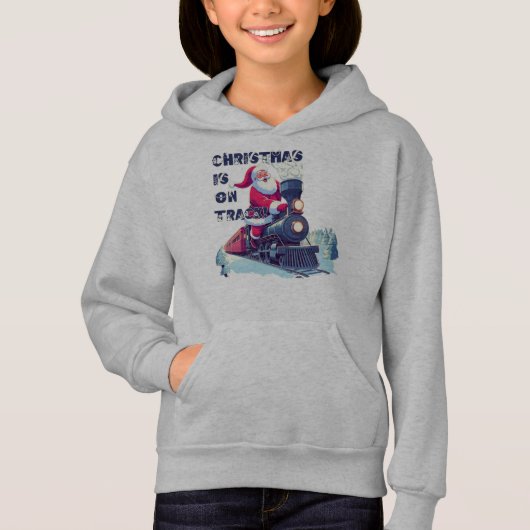 Santa auf einem Zug Hoodie (Vorderseite)