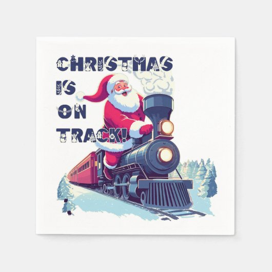 Santa auf einem Zug Serviette (Vorderseite)