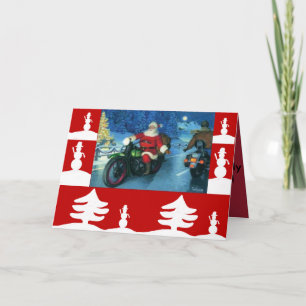 Santa auf einer Harley-Weihnachtskarte Feiertagskarte