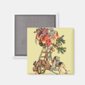 Santa auf einer Leiter Magnet (Vorderseite/Rückseite)