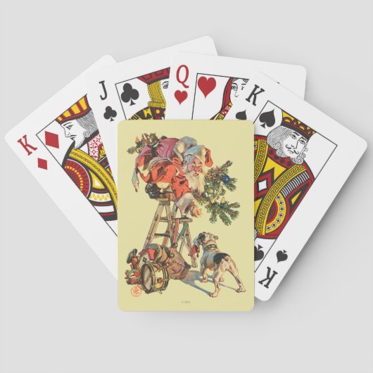 Santa auf einer Leiter Spielkarten (Rückseite)
