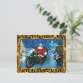 Santa auf einer Motorrad-Postkarte Postkarte (Stehend Vorderseite)