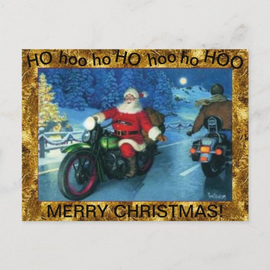 Santa auf einer Motorrad-Postkarte Postkarte (Vorderseite)