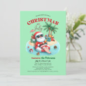 Santa auf einer tropischen Insel Weihnachten im Ju Einladung (Stehend Vorderseite)