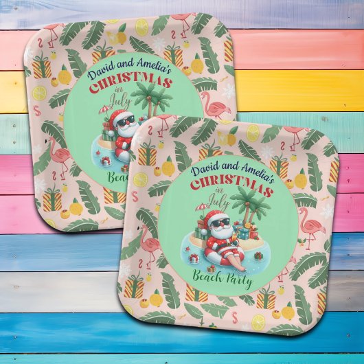 Santa auf einer tropischen Insel Weihnachten im Ju Pappteller