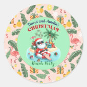 Santa auf einer tropischen Insel Weihnachten im Ju Runder Aufkleber (Vorderseite)