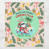 Santa auf einer tropischen Insel Weihnachten im Ju Weinetikett (Einzelnes Label)