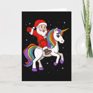 Santa auf Einhorn Mystisches Tier Xmas Magisch Karte