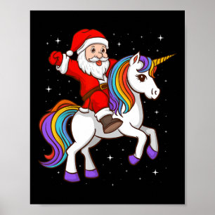Santa auf Einhorn Mystisches Tier Xmas Magisch Poster