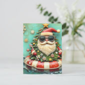 Santa auf Floattour Postkarte (Stehend Vorderseite)