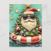 Santa auf Floattour Postkarte (Vorderseite)