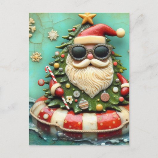 Santa auf Floattour Postkarte (Vorderseite)