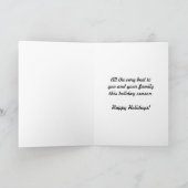 Santa auf Grün mit Schneeabbild Feiertagskarte (Innenseite)