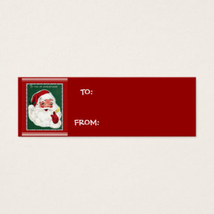 Santa auf grünem Hintergrund mit roten Geschenkanh