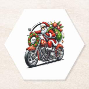 Santa auf Motorrad Weihnachts-Biker Untersetzer