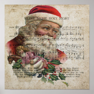 Santa auf musikalischem Hintergrund mit Spielzeug Poster