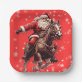 Santa auf Pferd Weihnachtsplatten Pappteller (Vorderseite)