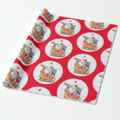 Santa auf Rot Geschenkpapier (Ungerollt)
