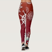 Santa auf rotem Schneeflocken Leggings (Rückseite)