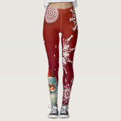 Santa auf rotem Schneeflocken Leggings (Vorderseite)