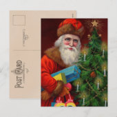 Santa auf roter Postkarte (Vorne/Hinten)