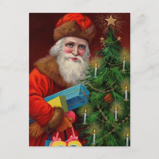 Santa auf roter Postkarte (Vorderseite)