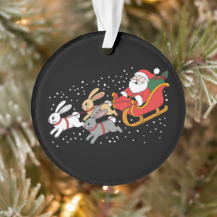 Santa auf Schlitten fahrend Hasen Weihnachten Xmas Ornament