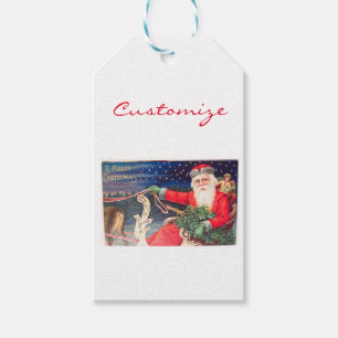Santa auf Schlitten Thunder_Cove vintage Geschenkanhänger