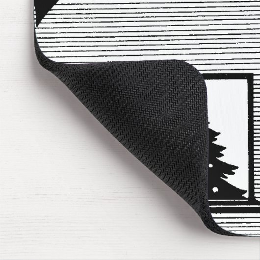 Santa auf schneebedecktem Dach Schwarz-weiß Weihna Mousepad (Ecke)