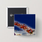 Santa auf seinem Schlitten Button (Vorne & Hinten)