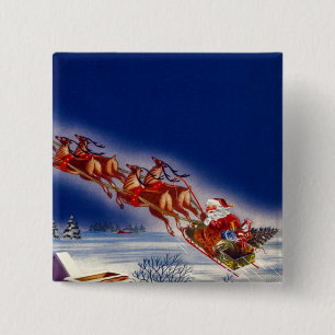 Santa auf seinem Schlitten Button