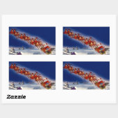 Santa auf seinem Schlitten Rechteckiger Aufkleber (Blatt)