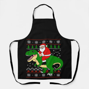 Santa auf T-Rex Weihnachten Dinosaurier hässliches Schürze