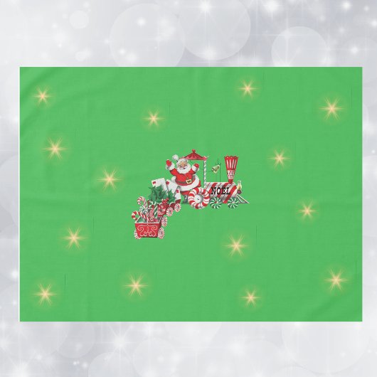 Santa auf Weihnachten Zug Candy Canes Sterne Grün Tischdecke
