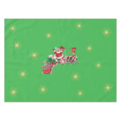 Santa auf Weihnachten Zug Candy Canes Sterne Grün Tischdecke (Vorderseite (Horizontal))