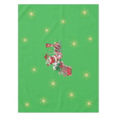 Santa auf Weihnachten Zug Candy Canes Sterne Grün Tischdecke (Vorderseite)