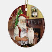 Santa auf Zuhause - Zwei Ragdoll-Katzen Keramikornament (Links)