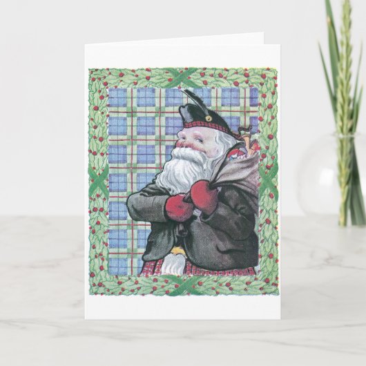 Santa aus Schottland Feiertagskarte (Vorderseite)