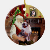 Santa - Aussie Shepherd 1 Keramik Ornament (Vorne)